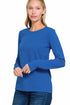 Zenana Cotton Long Sleeve Crew Neck T-Shirt Classic Blue Side