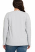 Zenana Cotton Long Sleeve Crew Neck T Shirt Heather Grey Plus Size Back