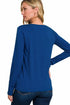 Zenana Cotton Long Sleeve Crew Neck T-Shirt Light Navy Back