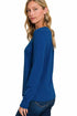 Zenana Cotton Long Sleeve Crew Neck T-Shirt Light Navy Side