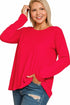 Zenana Cotton Long Sleeve Crew Neck T-Shirt Classic Blue Back