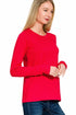 Zenana Cotton Long Sleeve Crew Neck T-Shirt Ruby Front