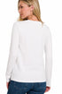 Zenana Cotton Long Sleeve Crew Neck T-Shirt White Back