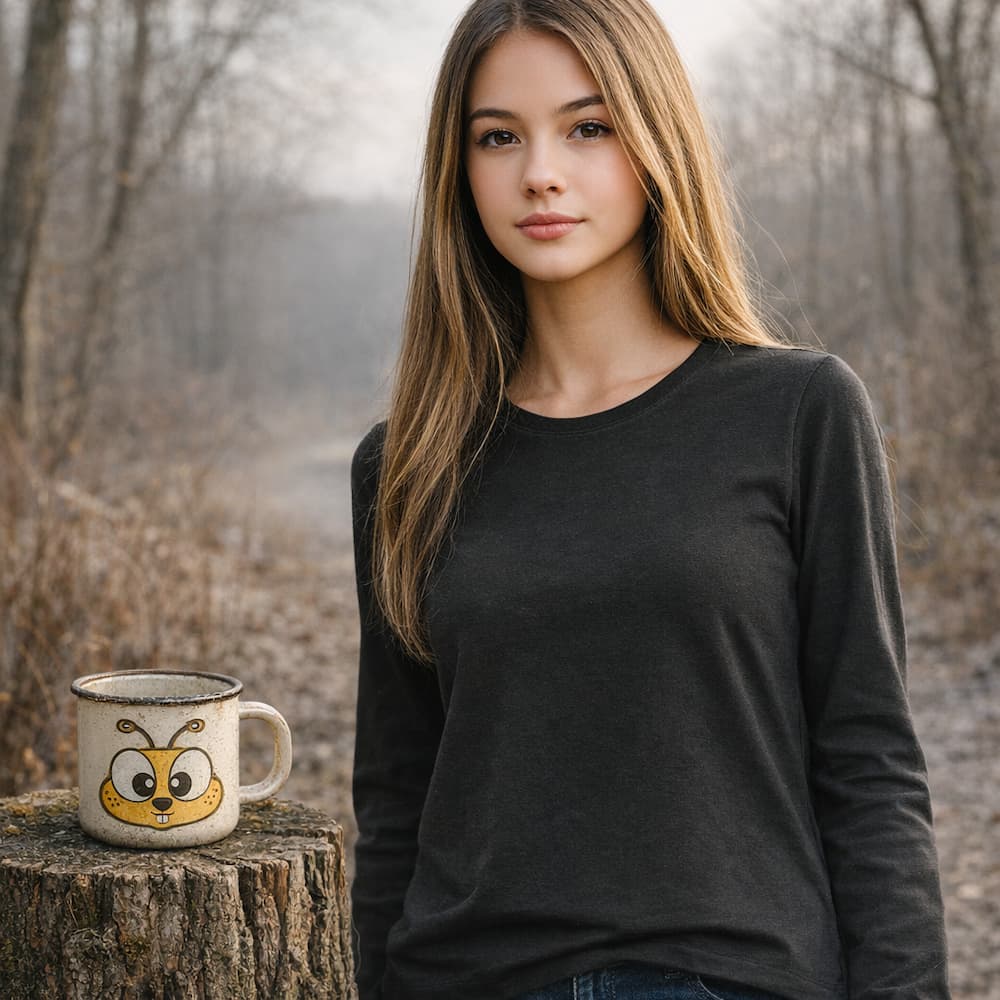 Zenana Cotton Long Sleeve T-Shirt Black Front