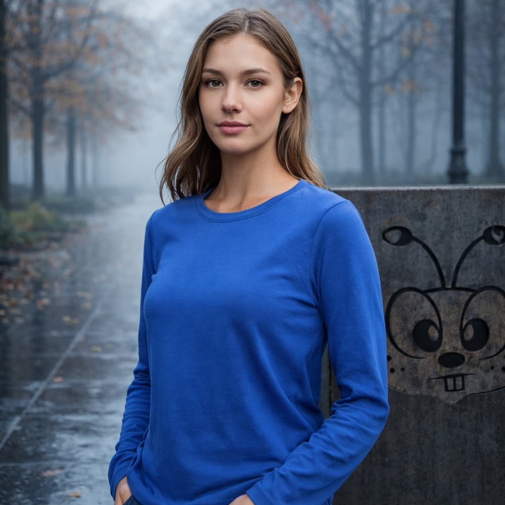 Zenana Cotton Long Sleeve T-Shirt Blue