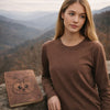 Zenana Cotton Long Sleeve T-Shirt Brown Model