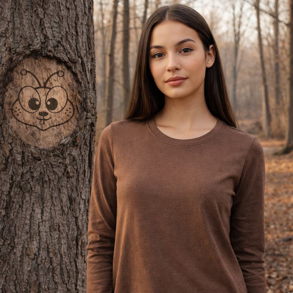 Zenana Cotton Long Sleeve T-Shirt Brown