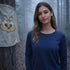 Zenana Cotton Long Sleeve T-Shirt Light Navy
