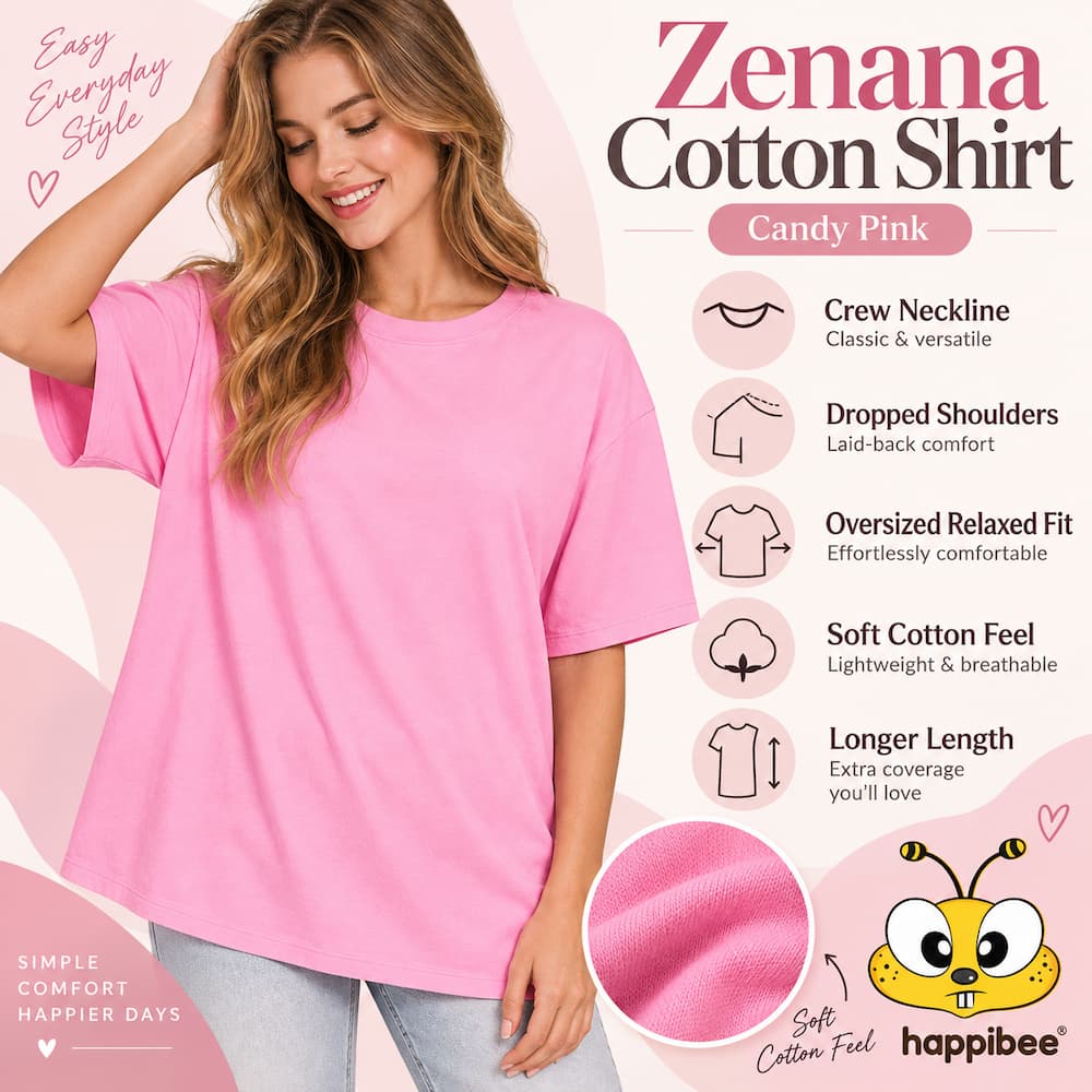 Zenana Cotton Oversized Shirt Infographic
