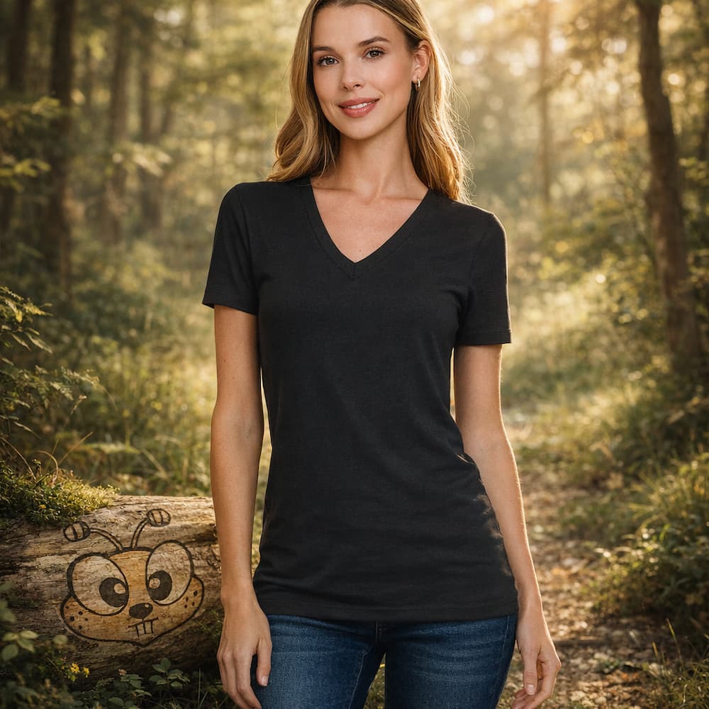 Zenana Cotton V-Neck Black