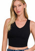 Zenana Cotton V-Neck Cropped Cami Top Black Model View
