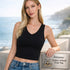 Zenana Cotton V-Neck Cropped Cami Top Black