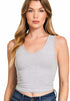 Zenana Cotton V-Neck Cropped Cami Top Heather Grey model View