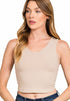 Zenana Cotton V-Neck Cropped Cami Top Sand Beige Side View