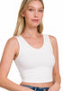 Zenana Cotton V-Neck Cropped Cami Top White Model View
