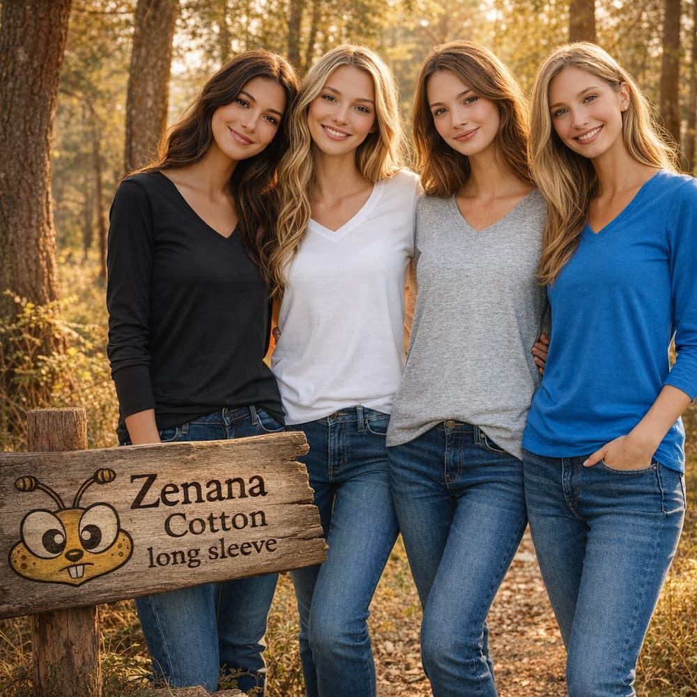 Zenana Cotton V-Neck Long Sleeve