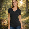 Zenana Cotton V-Neck Short Sleeve Tee Black