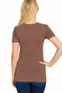 Zenana Cotton V-Neck Short Sleeve Tee Brown Back