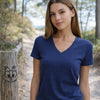 Zenana Cotton V-Neck Short Sleeve Tee Light Navy