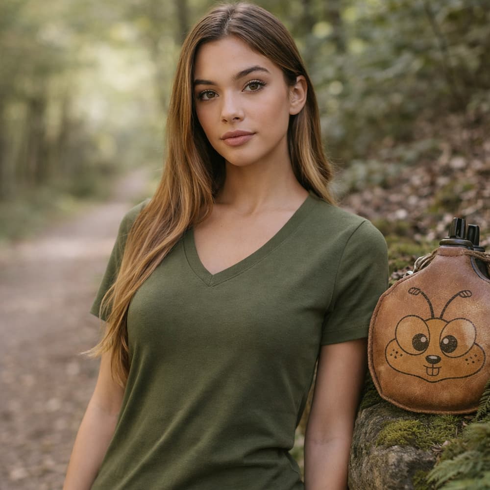 Zenana Cotton V Neck Short Sleeve Tee Olive Green