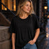 Zenana Cotton boyfriend Tee Black City View