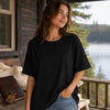 Zenana Cotton boyfriend Tee Black Side View