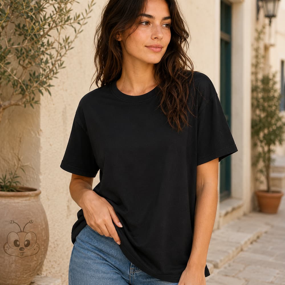 Zenana Cotton boyfriend Tee Black