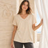 Zenana Cotton boyfriend Tee Sand Beige Side View