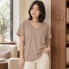 Zenana Cotton boyfriend V-Neck Tee Cocoa Front View