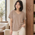 Zenana Cotton boyfriend V-Neck Tee Cocoa Front View