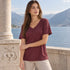 Zenana Cotton boyfriend V-Neck Tee Dark Burgundy Front View