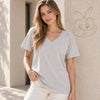 Zenana Cotton boyfriend V-Neck Tee Brown Side View
