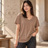 Zenana Cotton boyfriend  V-Neck Tee Mocha Front View