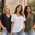 Zenana Cotton boyfriend V-Neck Tee Slide