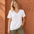 Zenana Cotton boyfriend V-Neck Tee White Side View