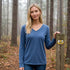 Zenana Cotton v-neck long sleeve t-shirt Navy