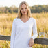 Zenana Cotton v-neck long sleeve tee White