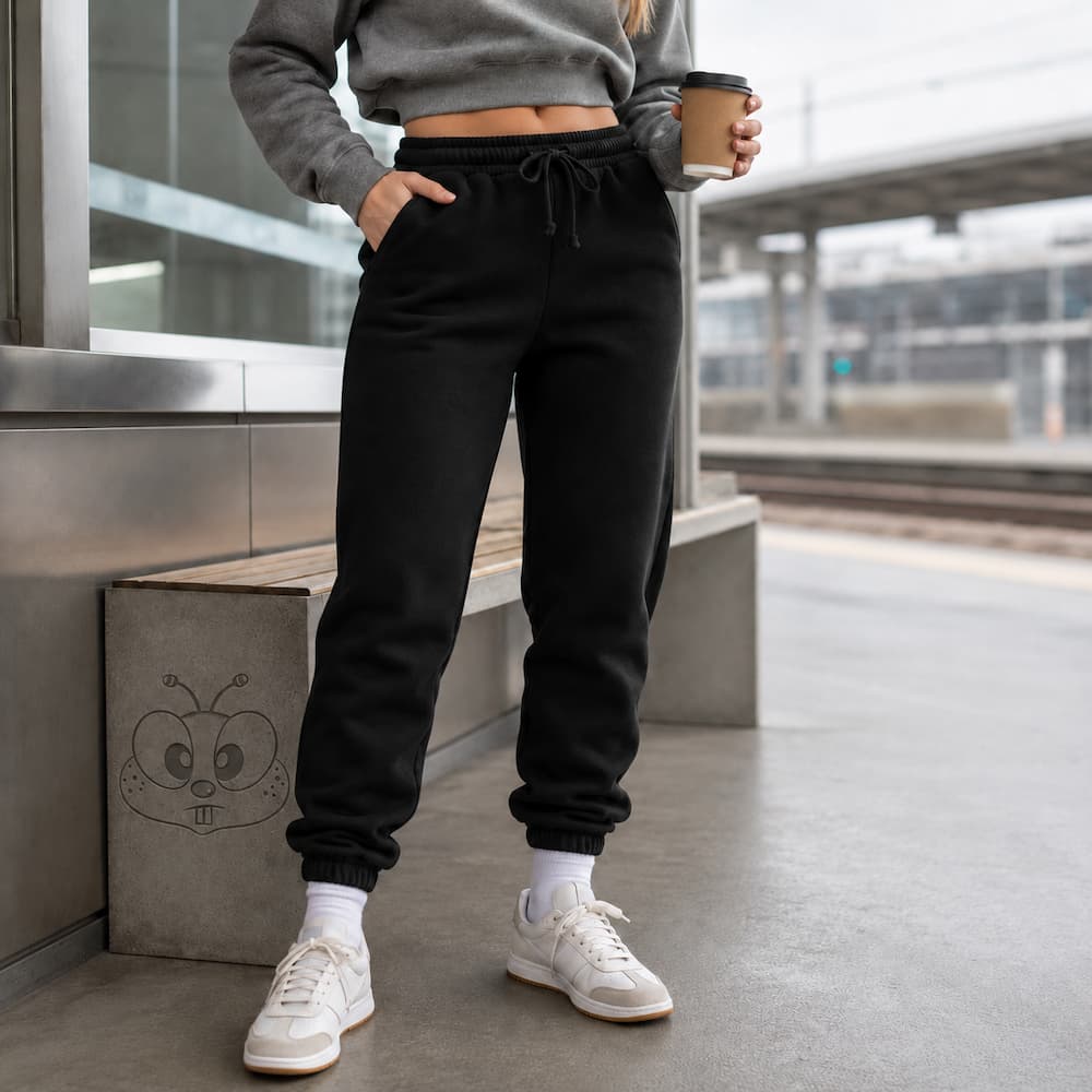 Zenana Fleece Jogger Sweatpants with Pockets Black