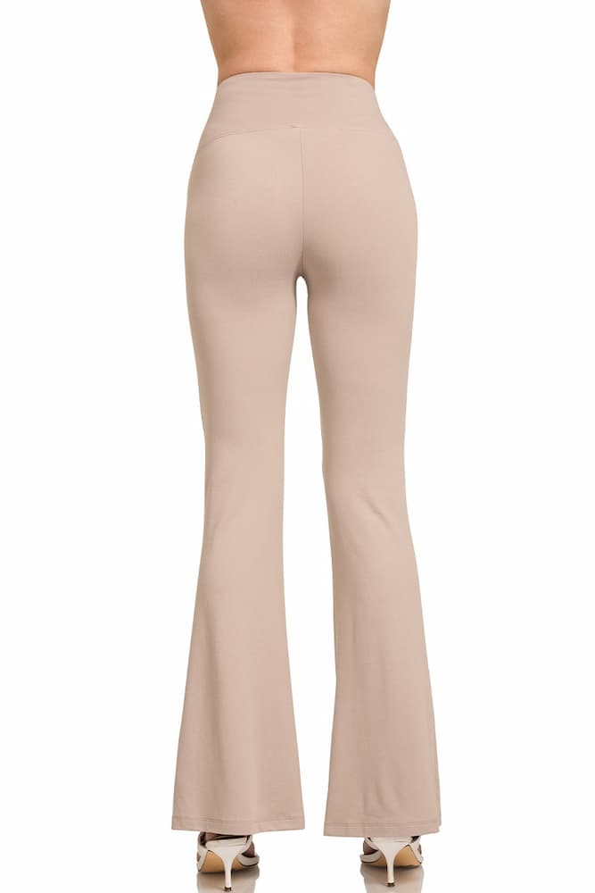 Zenana High Waist Flare Leg Yoga Pants Ash Mocha Front
