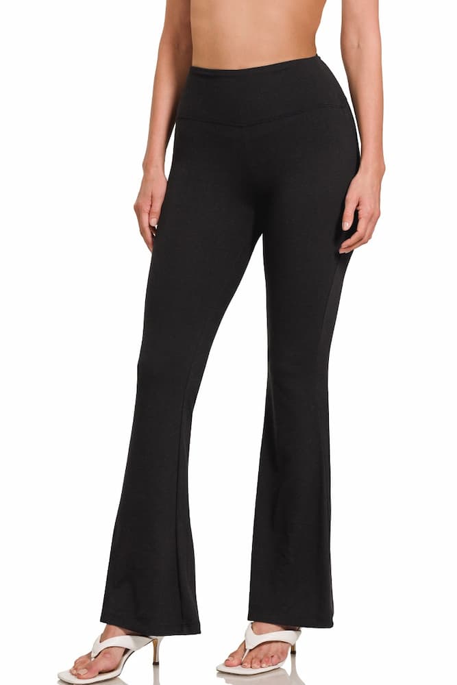 Zenana High Waist Flare Leg Yoga Pants Black