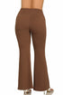 Zenana High Waist Flare Leg Yoga Pants Brown Plus Size Back