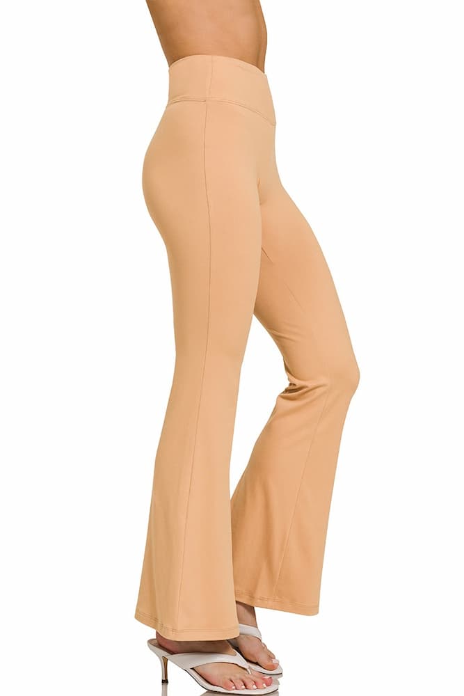 Zenana High Waist Flare Leg Yoga Pants Dark Brush