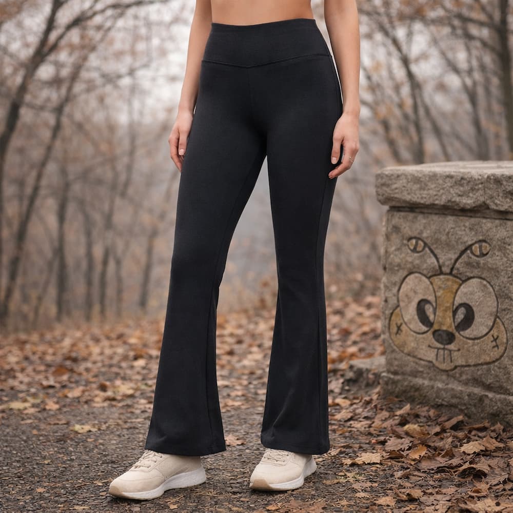 Zenana High Waisted Yoga Pants Black Front View