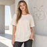 Zenana Oversized Boyfriend Tee Bone Front View