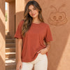 Zenana Oversized Boyfriend Tee Rust Front View