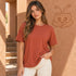 Zenana Oversized Boyfriend Tee Rust Front View
