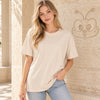Zenana Oversized Boyfriend Tee Sand Beige Front View