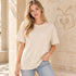 Zenana Oversized Boyfriend Tee Sand Beige Front View