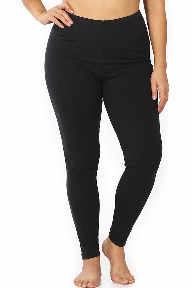 Zenana Plus Size Premium Cotton Full Length Leggings Black