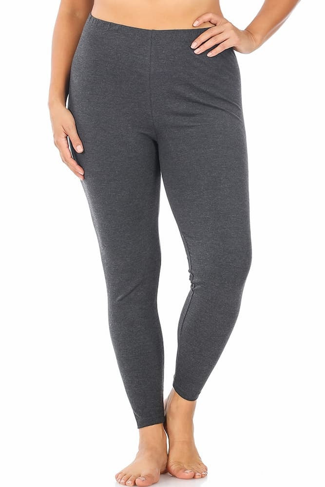 Zenana Plus Size Premium Cotton Full Length Legging Charcoal